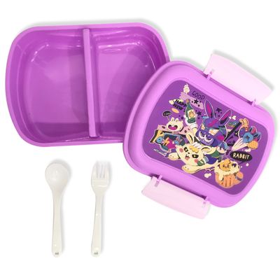 Eazy Kids - Set of 2 - Lunch Box & Water Bottle - Rabbit Purple